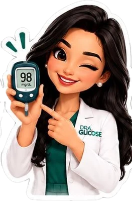 Dra. Glicose mostrando o glicosímetro